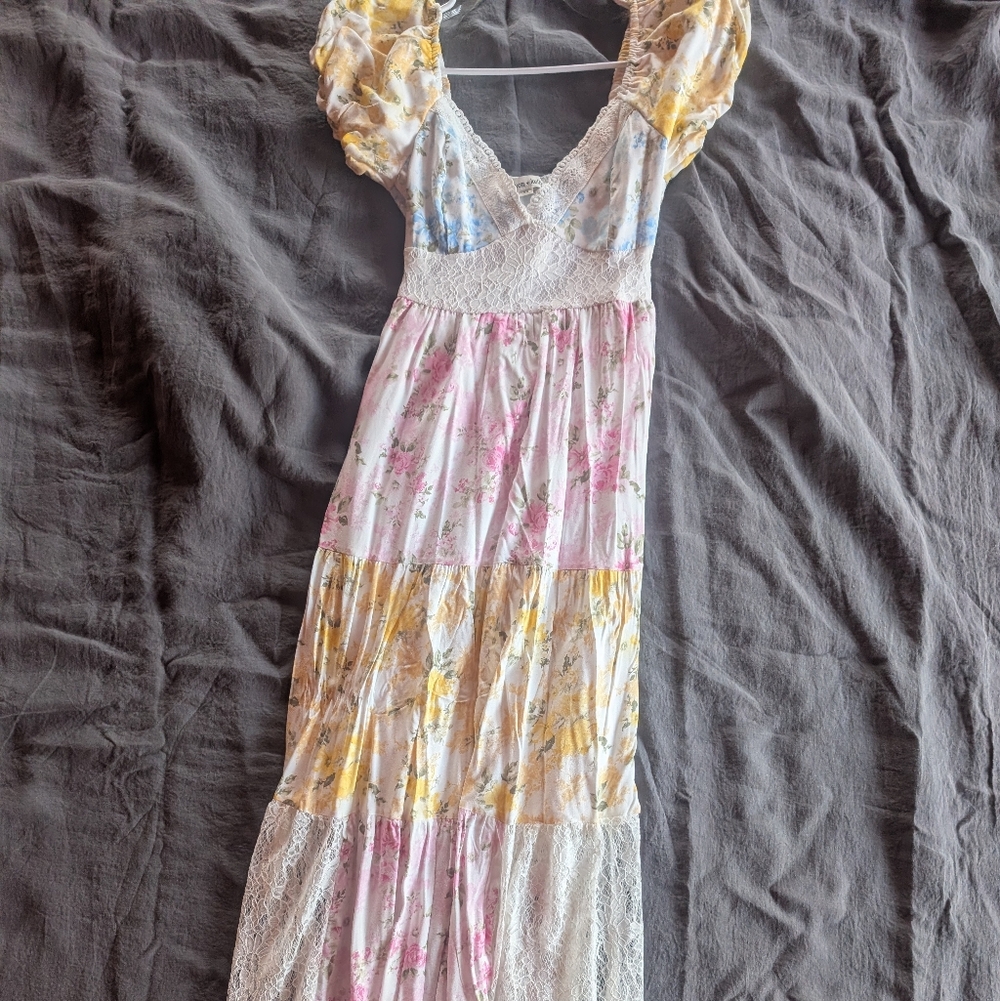 Chic Floral Patchwork Maxi Dress - image 1